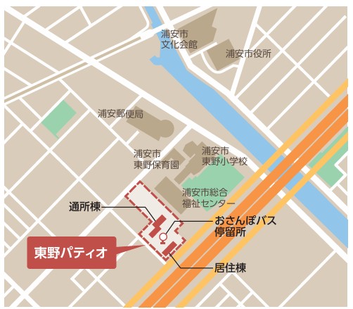 浦安市東野地区複合福祉施設　東野パティオ2階4号室　　　　への地図